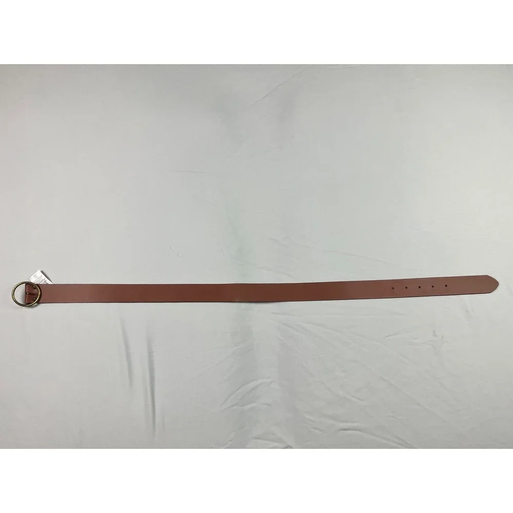 Levis Brown Bovine Leather Belt Round Brass Buckle Size 30 75cm Womens